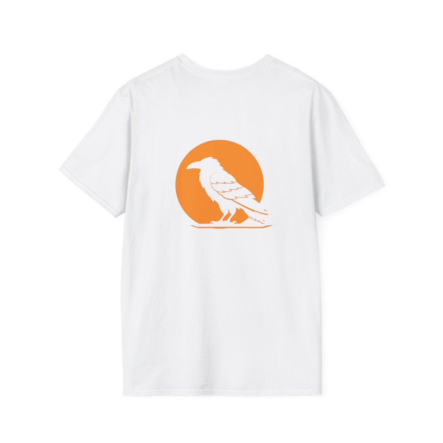 Back of Stoic Raven unisex T-shirt in white  – Printed in Canada – Northern Supply Co.