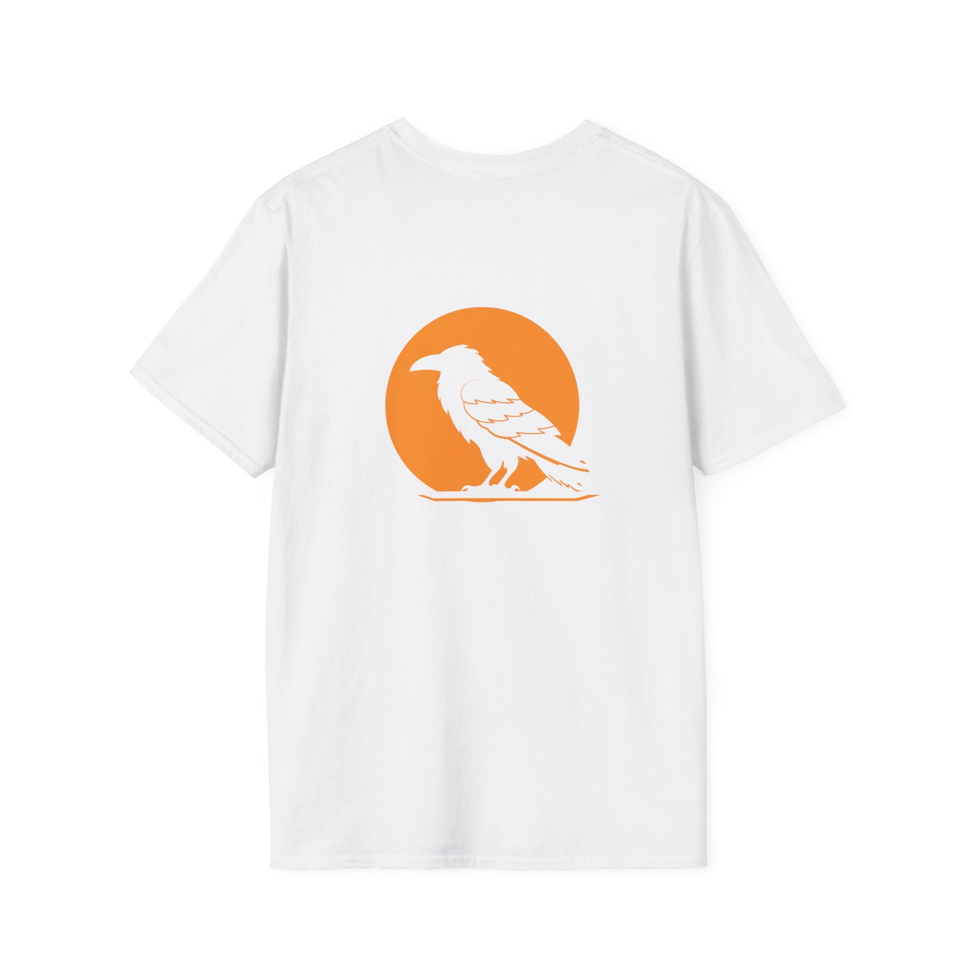 Back of Stoic Raven unisex T-shirt in white  – Printed in Canada – Northern Supply Co.