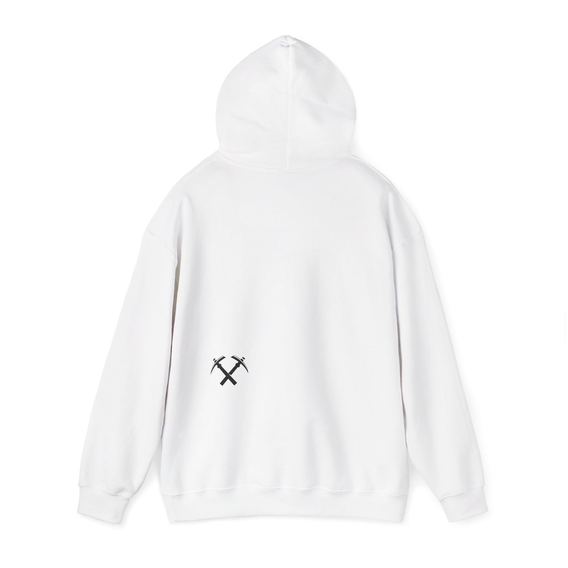 Back of Miners Cap hoodie in white – Northern Supply Co.