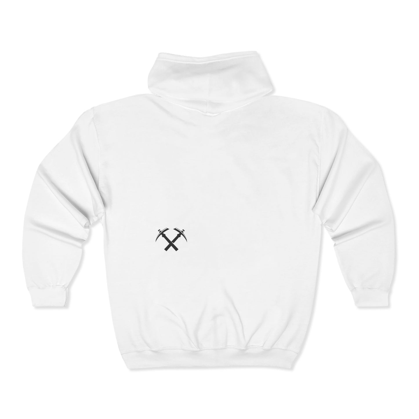 Back of Miners Cap full zip hoodie in white – Northern Supply Co.