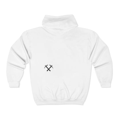 Back of Miners Cap full zip hoodie in white – Northern Supply Co.