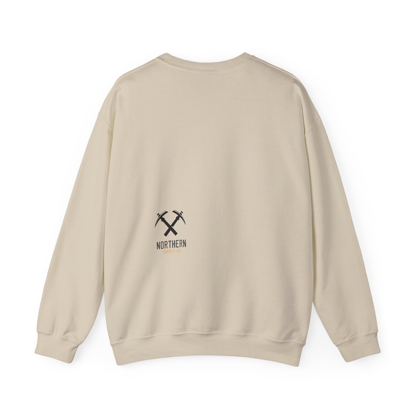 Back of Miners Cap crewneck sweatshirt in sand – Northern Supply Co.