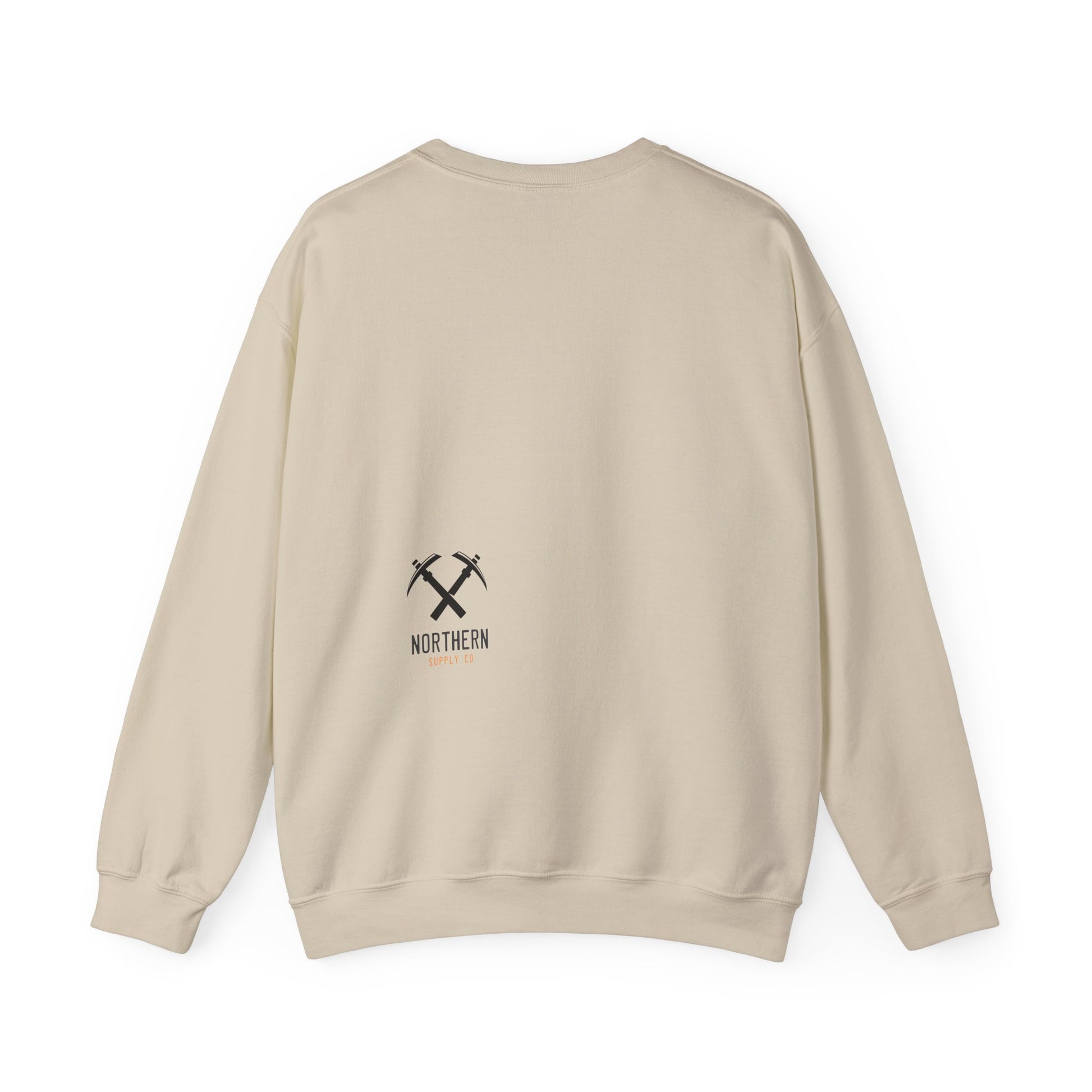Back of Miners Cap crewneck sweatshirt in sand – Northern Supply Co.