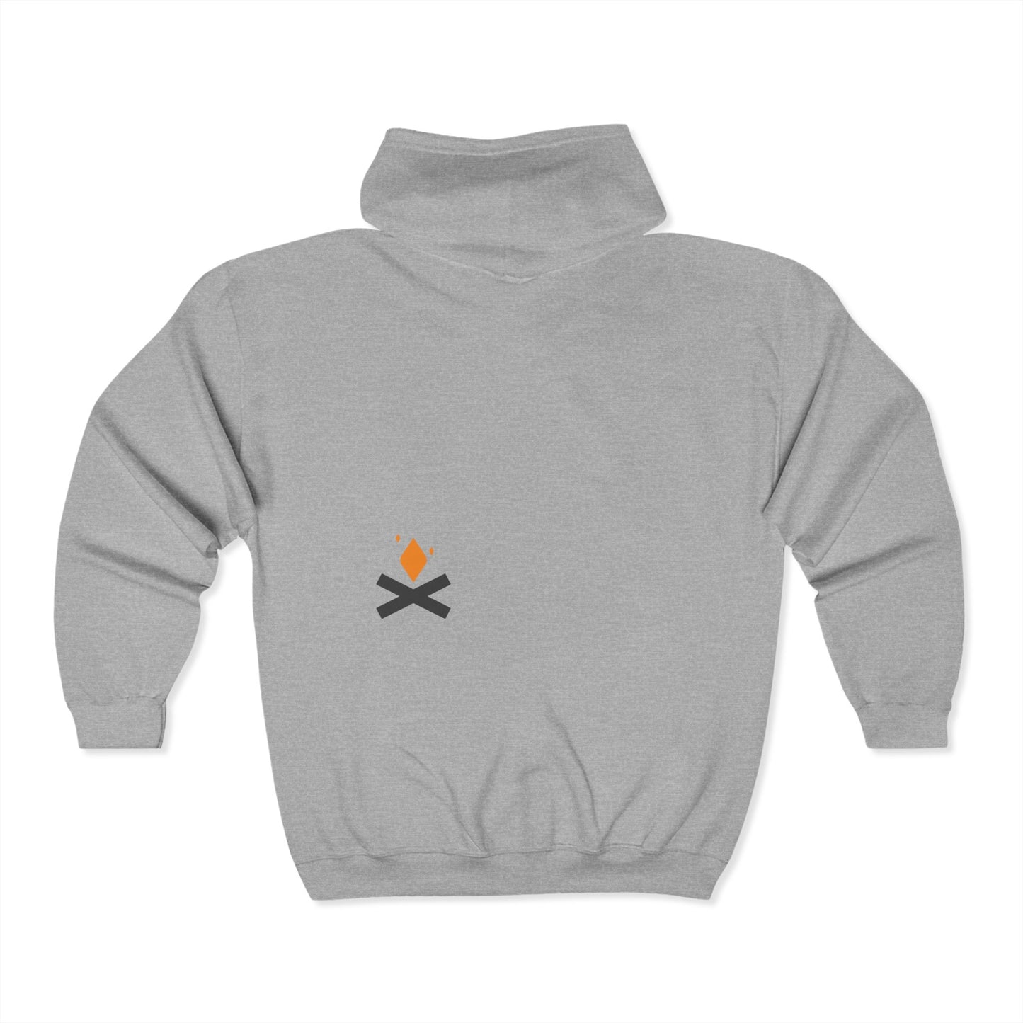 Back of Campfire full zip hoodie in deep grey – Northern Supply Co.