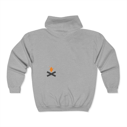 Back of Campfire full zip hoodie in deep grey – Northern Supply Co.