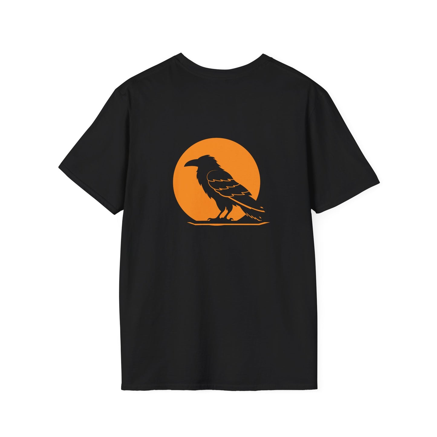 Back of Stoic Raven unisex T-shirt in black  – Printed in Canada – Northern Supply Co.