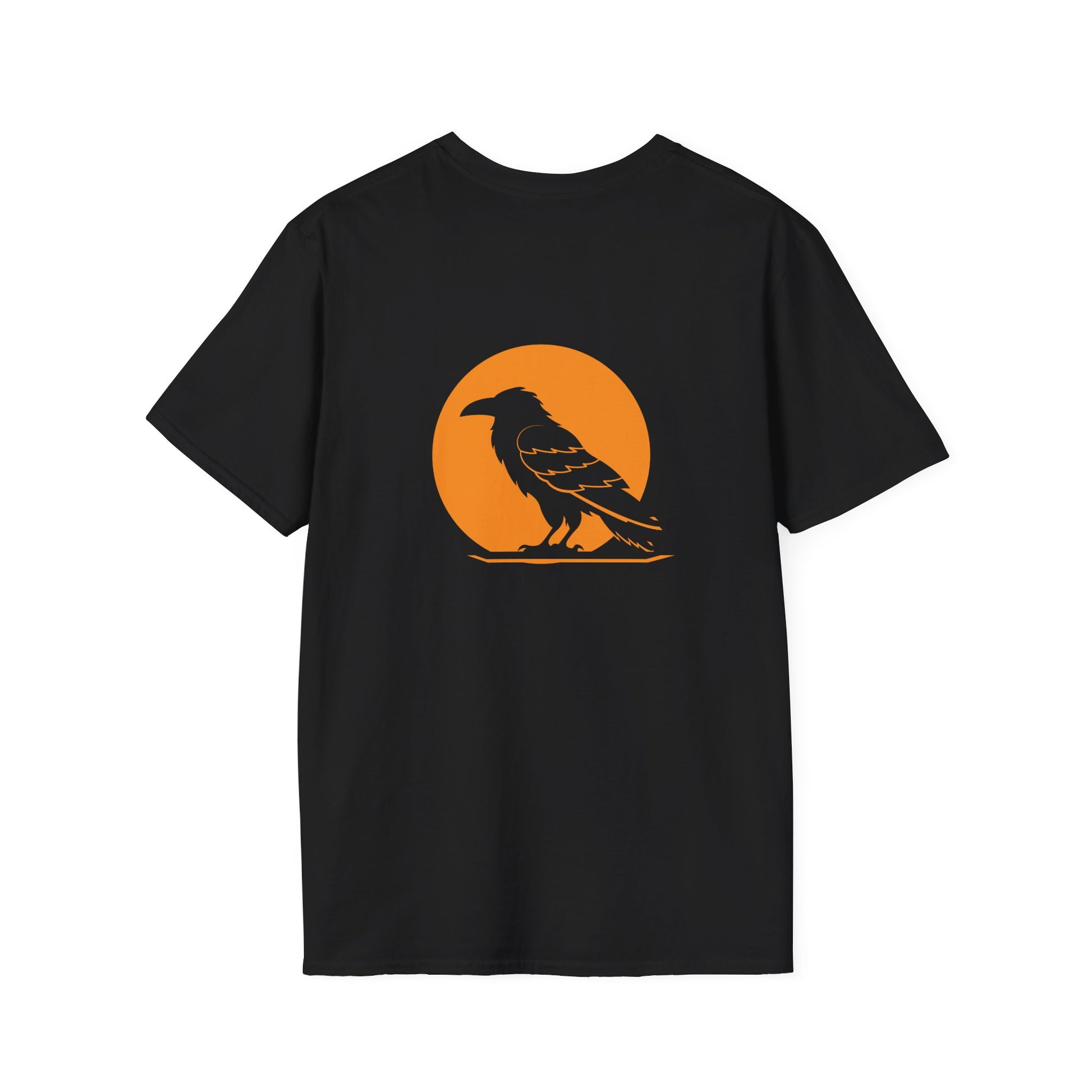 Back of Stoic Raven unisex T-shirt in black  – Printed in Canada – Northern Supply Co.