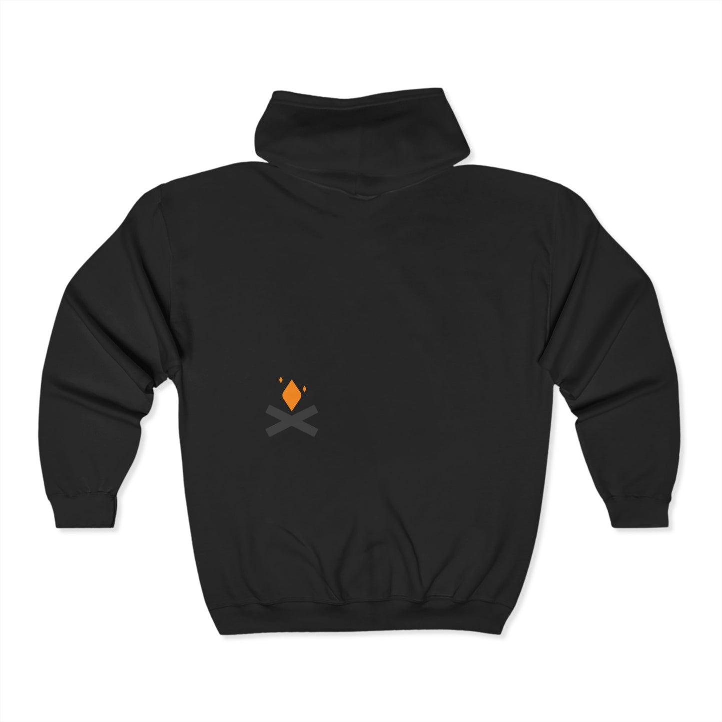 Back of Campfire full zip hoodie in black – Northern Supply Co.