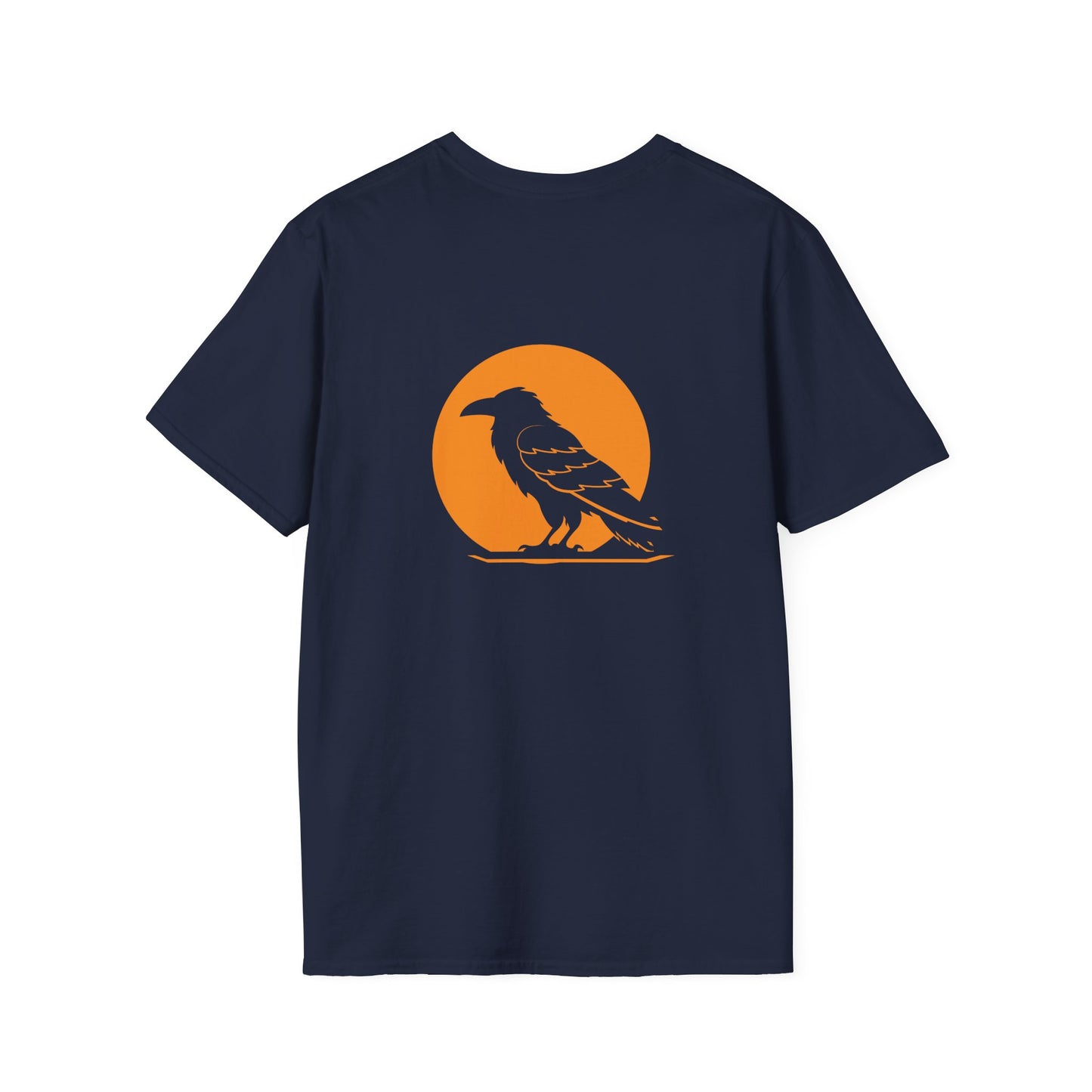 Back of Stoic Raven unisex T-shirt in navy  – Printed in Canada – Northern Supply Co.
