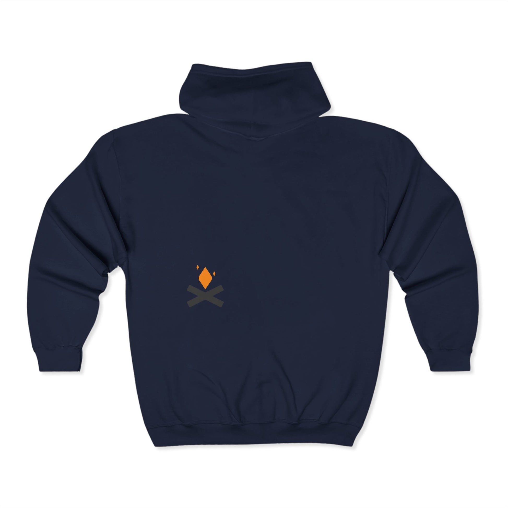 Back of Campfire full zip hoodie in navy – Northern Supply Co.